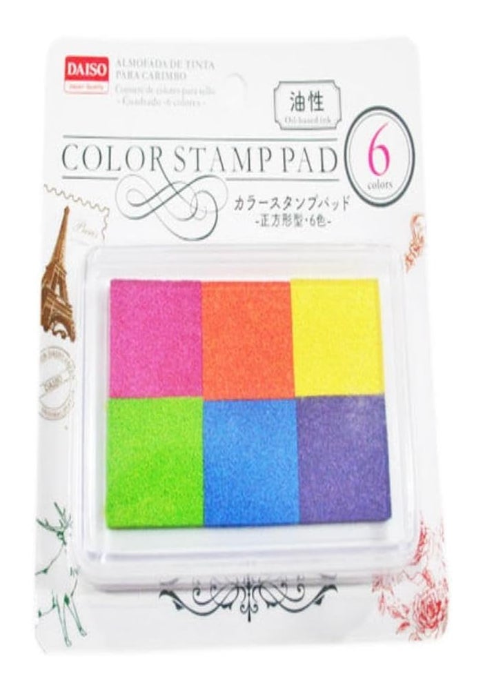 Daiso Multicolor Color Stamp Pad - 6 Vibrant Colors
